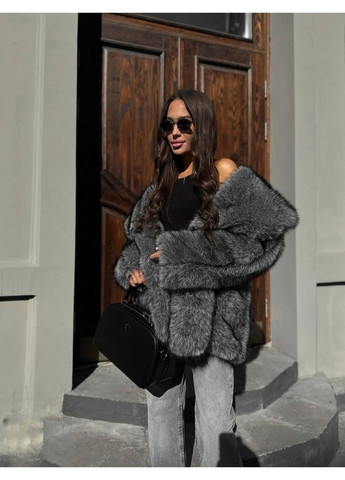 Шуба из эко меха, цвет Темно-серый Fashion (371141352)