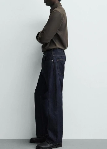 Коричневая рубашка однотонная Zara