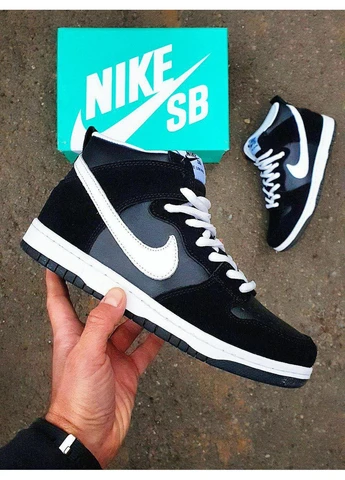 Білі кросівки чоловічі nike sb dunk high black white найк сб данк білі демісезон No Brand