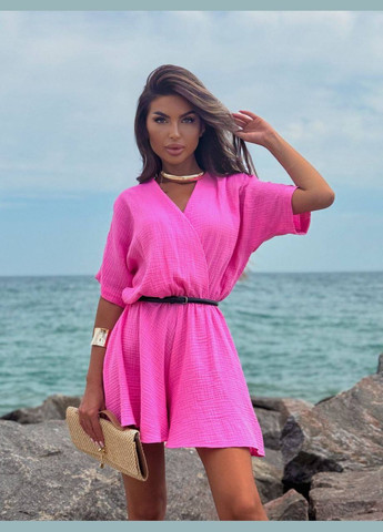 Жіночий комбінезон Asi.Store.ua комбінезон-шорти рожевий повсякденний, вечірній, кежуал, пляжний муслін