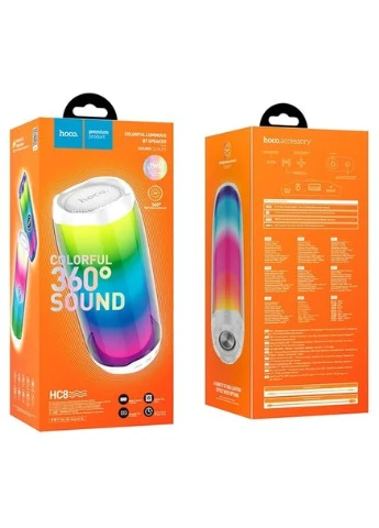 Портативная колонка HC8 Pulsating Colorful Luminous Wireless Speaker 10W White Hoco (394192660)