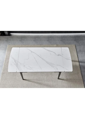 Стол BONN CERAMIC 130(180)*80 белый глянец/черный каркас Intarsio (390307934)