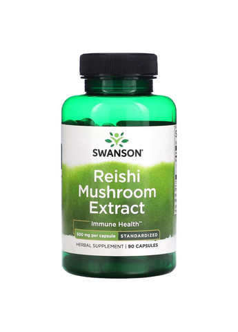 Екстракт Гриба Рейші Reishi Mushroom Extract Standardized 500мг - 90 капсул Swanson (292562633)