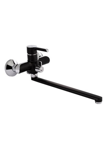 Змішувач для ванни Grand, Chrome/Black (k35 з довгим поворотним виливом та душовим гарнітуром Qtap (370289867)