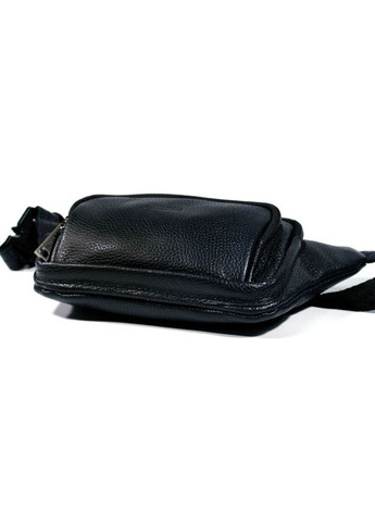 Мужская сумка на пояс из натуральной кожи с тремя отделениями черная TARWA (302315103)