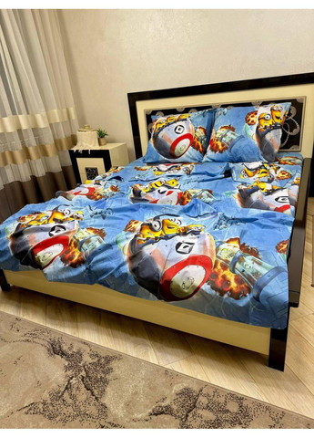 Постільна білизна бавовняна Міньйони Півтораспальна 150 x 220 Бязь Блакитна 70 х 70 No Brand (352200478)