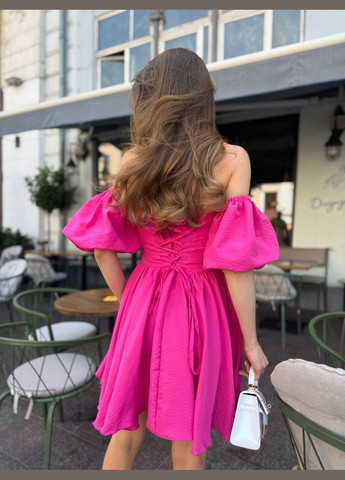 Малинова повсякденний сукня жіноча з відкритими плечима Україна однотонна