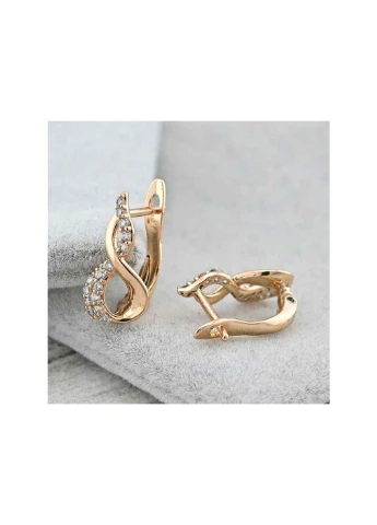 Серьги английская застежка 37294 16*8мм белые фианиты позолота 18К Xuping Jewelry (382925783)