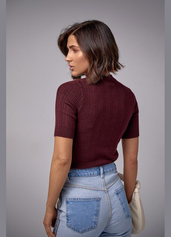 Фактурная вязаная футболка с брошью Liton - (296988271)