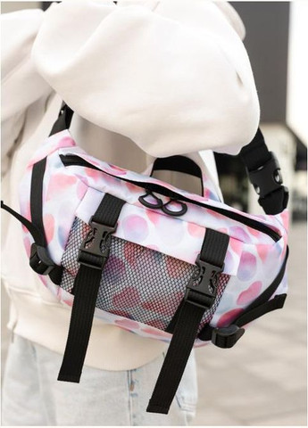 Сумка на пояс через плечо женская текстильная Черно-белый 35557 Sambag (334673934)