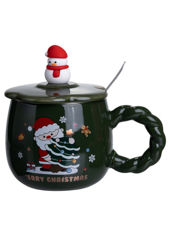 Новорічна порцелянова чашка «Зимова казка» з кришкою 400 мл FM-CS-20D Yiwu (370973865)
