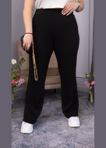 Жіночі штани трикотаж-рубчик колір чорний р.50/52 454251 New Trend (289720069)