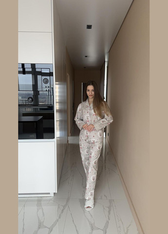 Сіра всесезон жіноча піжама з попліну магія різдва сорочка + шорти + брюки Cosy