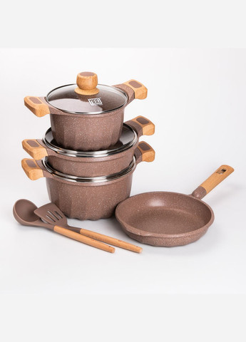 Набір посуду 6 предметів з антипригарним покриттям 1,9/3/3,2/5,3 л, кавовий MGC (322855530)