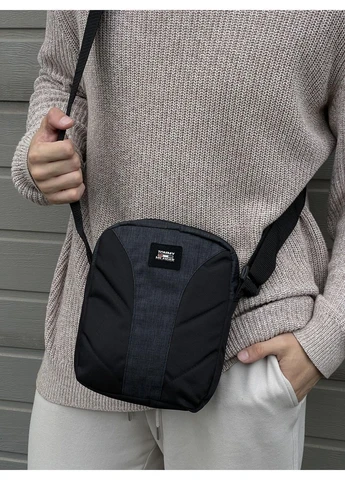 Чоловічий месенджер через плече темно-сірий меланж чорна Tommy Hilfiger барсетка сумка для речей No Brand (402703344)