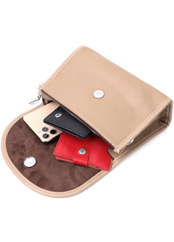 Кожаная женская сумка через плечо с полукруглым клапаном Vintage бежевый (sku_22257) No Brand (329853284)