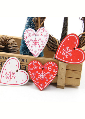 Подвеска на елочку «Сердечко» с новогодним орнаментом, деревянная, 5 см, белый No Brand (341731307)