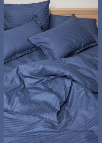 Комплект постельного белья семейный 143х210х2 наволочки 4х70х70 Satin Stripe (MS-820000519) Moon&Star delfi blue (284416646)
