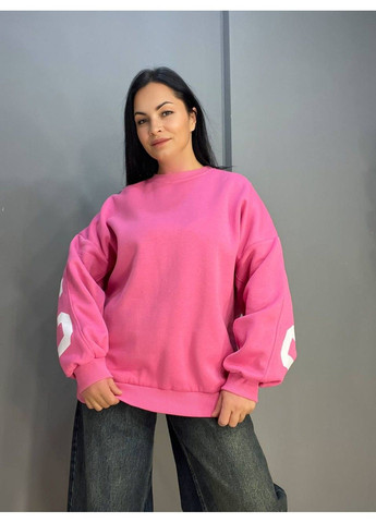 Малиновый свитшот женский davras 8174 оверсайз удлиненная надпись на спине chicago утепленный на флисе one size малиновый (314822892)