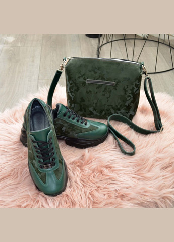 Кроссовки женские комбинированные на шнуровке, цвет зеленый. 36 размер Vasha para зелёные демисезоны (303931388)