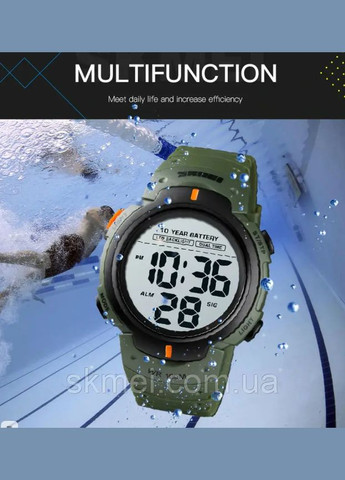 Часы электронные водонепроницаемые 100 м и противоударные тактические мужские наручные часы 1560 Neon10 Bar Skmei (341316294)