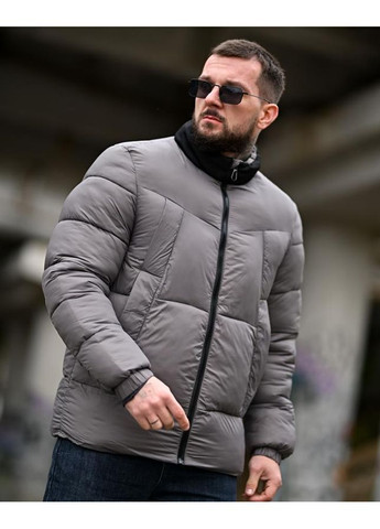 Серая зимняя мужская зимняя куртка плащевка с холлофайбером серая Freedom