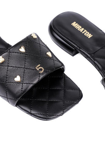 Жіночі Шльопанці TG235030-52 Чорний Шкіра MIRATON (292398235)