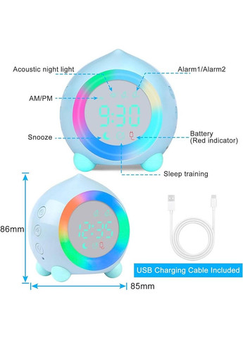 Ночник 2в1 с будильником Синий DECDEAL (299669619)