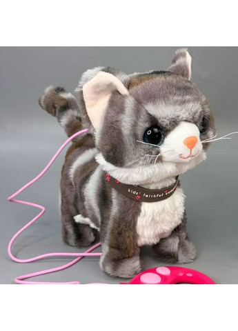Котенок интерактивный на д/у ходит мяукает виляет хвостиком поводок-пульт (М 49125) No Brand (368766613)