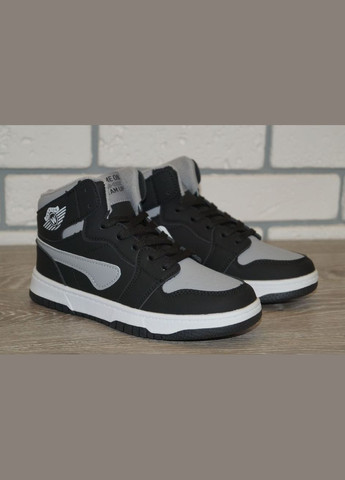 Хайтопи демісезонні підліткові / Черевики демісезонні підліткові чорні з сірим FDEK Fashion (300103537)