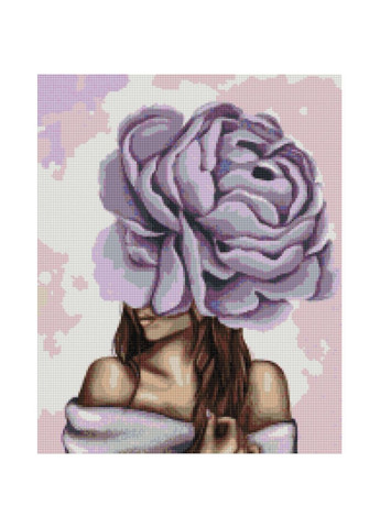 Алмазна мозаїка "Дама з фіолетовим півонією" 50х40 см Brushme (279325912)