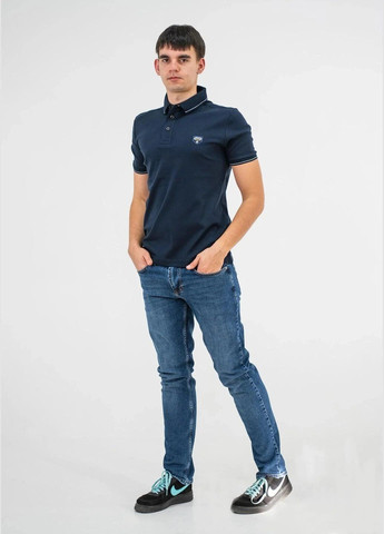 Темно-синяя мужская футболка поло Armani с логотипом