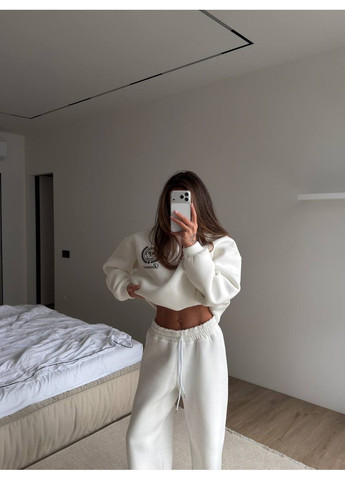 Стильный молочный костюм Тринитка на флисе Турция Україна (366671215)