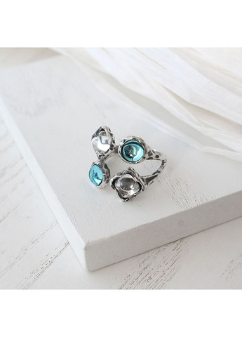 Кільце срібне Ліриди mix Aqua Bohemia 925 17.5 розмір Skifska Etnika (364202845)