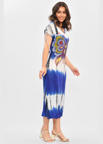 Блакитна джинсова сукня жіноча батальна з метеликом блакитного кольору з пишною спідницею Let's Shop з малюнком