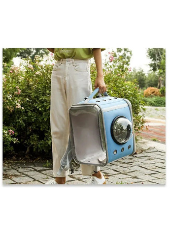 Рюкзак переноска для транспортировки животных кошек собак с прозрачными стенками вентиляцией 39x30x30 см (477234-Prob) Голубой Unbranded (295898145)