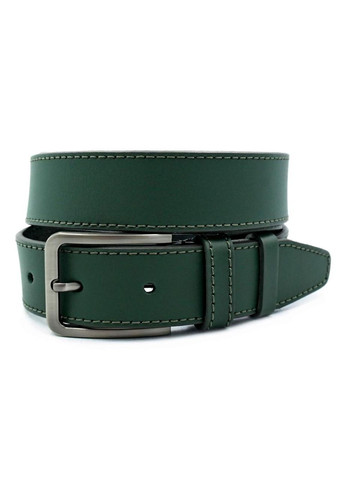 Кожаный мужской ремень 3,3х105-120 см Темно-зеленый Weatro (302519510)