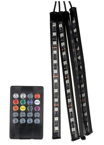 Багатокольорове LED підсвічування салону HR-01678 та 4 світлодіодні стрічки з пультом управління (2104618872) No Brand (370864293)