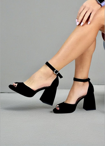 Черные босоножки женские на высоко каблуке No Brand