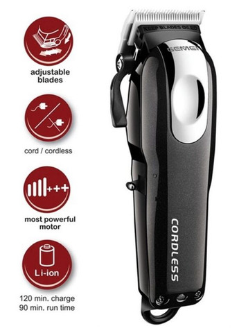 Машинка для стрижки волосся акумуляторна 4 насадки 10 Вт чорний (2390000042) Gemei GM-805 (344465700)