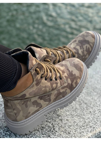 ботинки женские тактический принт зимние нубуки на байке No Brand