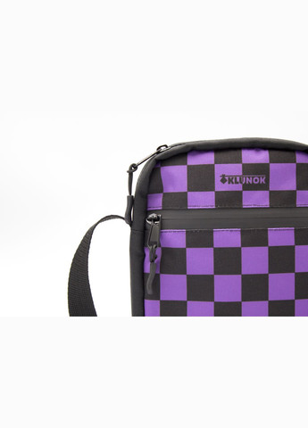 Стильна сумка мессенджер через плече чорно-фіолетова Клітинка Дитяча сумка крос боді KLUNOK Сумка через плече (336190371)