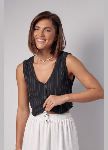 Короткий жіночий жилет у смужку на гудзиках Lurex (297682535)
