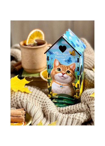 Чайный домик "рыжий котик" деревянный No Brand (282587642)