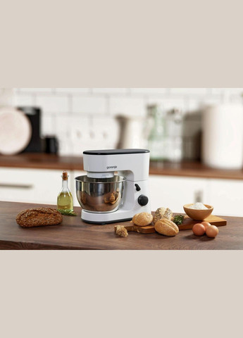 Кухонна машина 600Вт, чаша-метал, корпус-пластик, насадок-3, білий Gorenje (342113989)