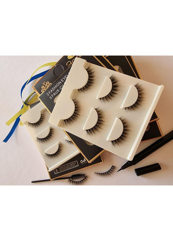 3 пары ресниц + маркер для надевания. Классика Лисички 3D объем накладные ленточные многоразовые, макияж Magnetic Lashes (366668525)