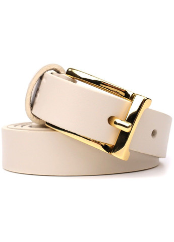 Красивий тонкий шкіряний ремінь для жінок 22949 Молочний Grande Pelle (362556831)