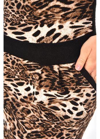 Чорна повсякденний сукня жіноча чорного кольору з принтом з баскою Let's Shop леопардовий