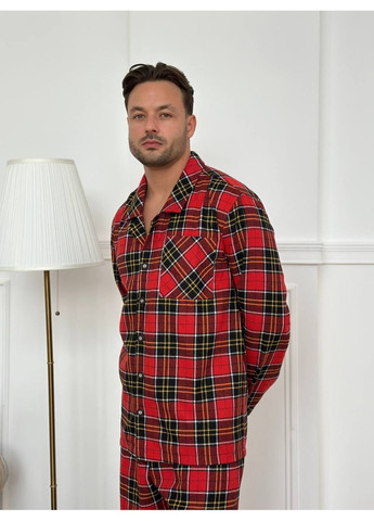 Пижама 3815 турецкая премиальная фланель,в клетку брюки и рубашка Україна (371575544)