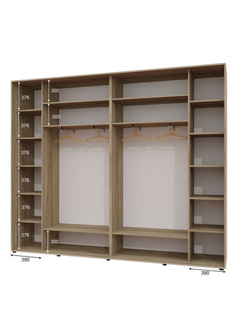 Шафа-купе тридверна 300*45*250 см Дуб крафт сірий 3 двері Дзеркало Люкс-147 Алекса (360440744)